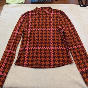 Aerie Red and Black Fitted Long Sleeve Blouse